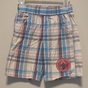 Marvel Blue and White Plaid Kids Shorts
